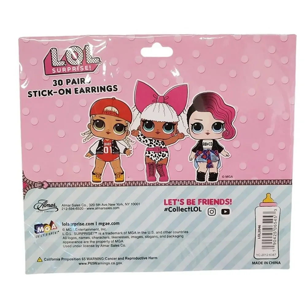 LOL Surprise Stick On Earrings 30 Pairs of Stick On Earrings LOL Surprise Sticke